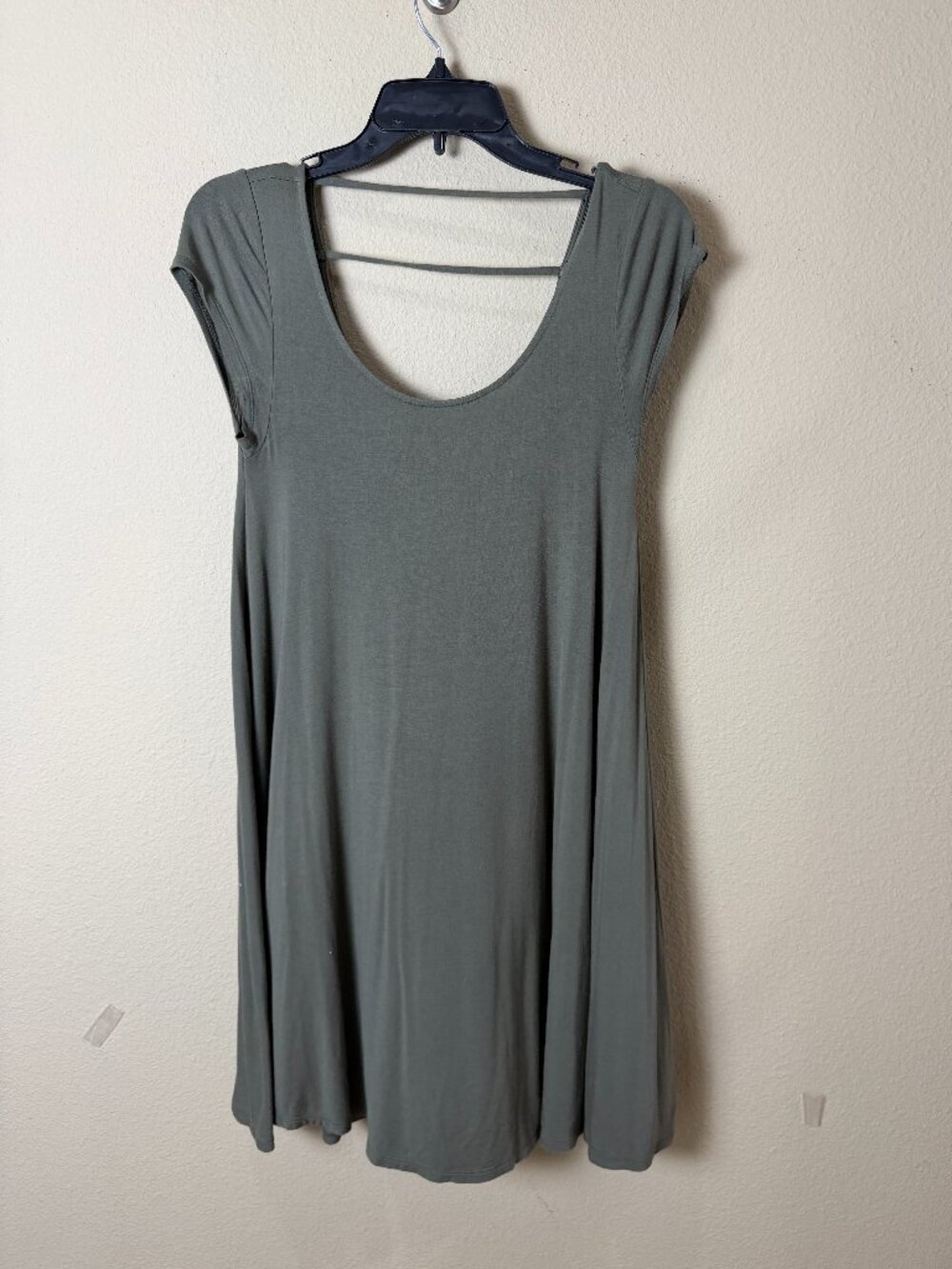 American Eagle Olive Green Swing A Line Dress with Back Strap Detail Size Small
